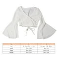 thumbnail image 4 of Women Wrap V Neck Top Criss Cross Tie Back Long Sleeve Navel Exposed Blouse Shirt Top White L, 4 of 7