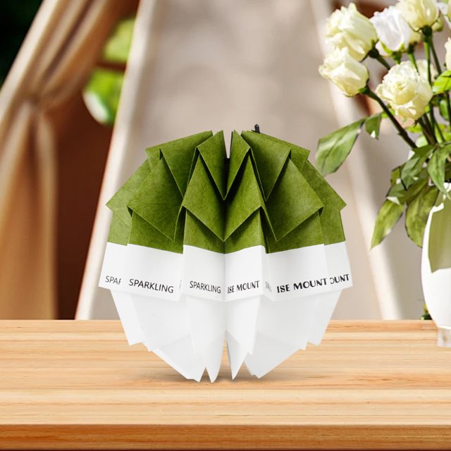 Decoración de pantalla de lámpara de papel de piña DIY con cuerda ajustable para acampar (verde)