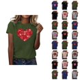 thumbnail image 1 of T-shirts de la Saint-Valentin pour Femmes 2026 Mode Manches Courtes Col Rond Cœur Graphique, 1 of 4
