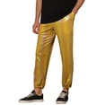 thumbnail image 5 of INSPIRE CHIC Shiny Drawstring Jogger for Men's Metallic Sweat Pants Party Sparkle Pants 30 Golden, 5 of 6