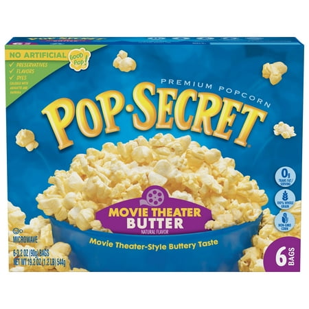 (4 Pack) Pop Secret Microwave Popcorn, Movie Theater Butter, 3.2 Oz, 6