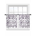 thumbnail image 2 of Purple Flower Semi Sheer Curtains 45 Inch Length 2 Panels Set, Vintage Farmhouse Boho Leaf Spring Plant Sheer Kitchen Curtain Privacy Voile Window Curtain for Living Room Bedroom Rod Pocket Drapes, 2 of 7