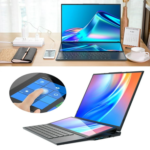 16 Inch Laptop, with 14in Touchscreens Auxiliary Display & Trackpad, 16GB 64GB ROM, for Core i7 Processor, 1920x1200, 13600mAh Battery, Laptop for 11/10