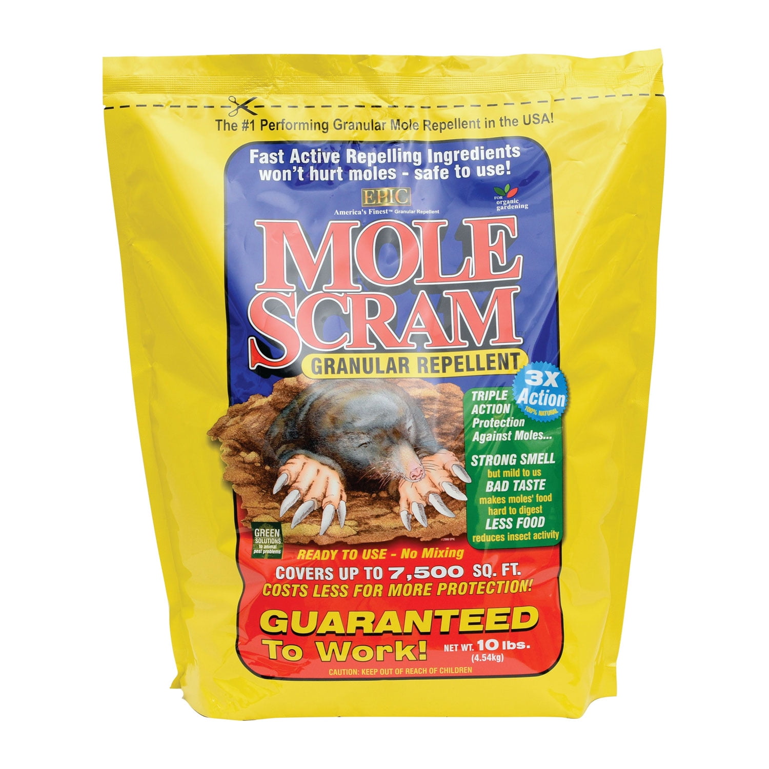 EPIC Mole Scram Outdoor Organic All Natural Granular Repellent, 10 Lb
