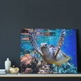 thumbnail image 3 of Picia Sea Turtle Swims Pattern Decorative Picture – Unique Wall Art, Modern Canvas Print for Trendy Interiors (Horizontal), 3 of 6