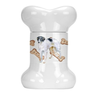 Carolines Treasures CK2252BSTJ Borzoi Bone Shaped Treat Jar, , multicolor