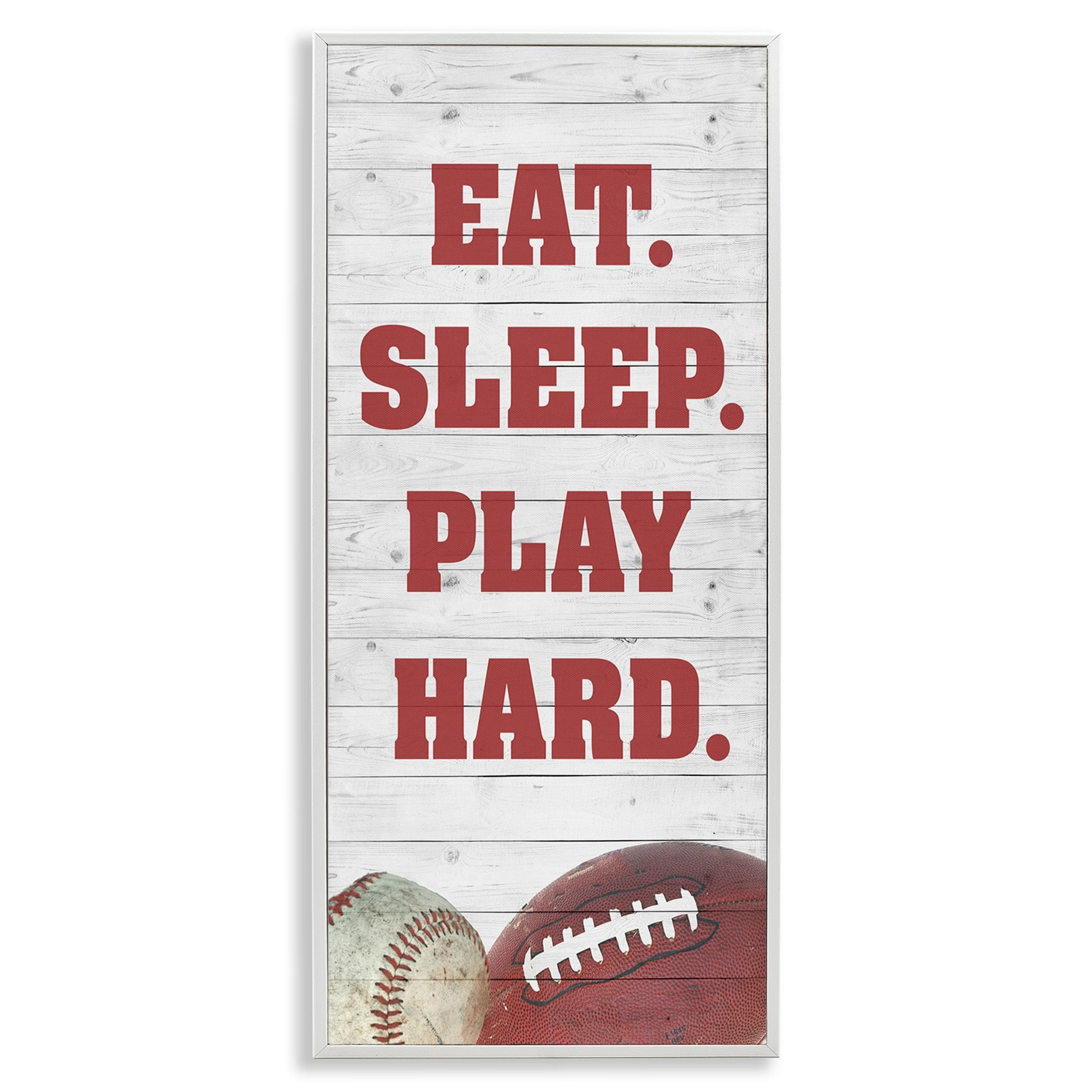Stupell Indtries Eat Sleep Play Hard Sports List Baseball Football,10 x 24,Design by Andi Metz