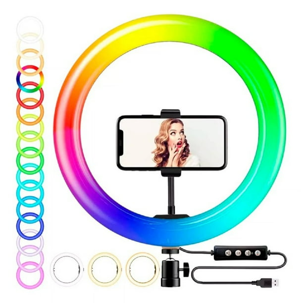 Aro LED RGB Luz Calida Fría Accesorios Vcoapa 14 Pulgadas