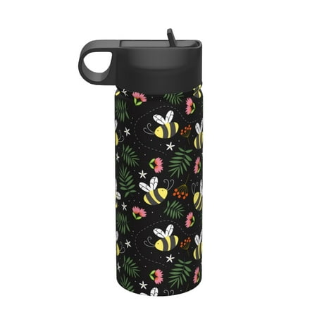 

Adobk Bees Print Water Bottle 18oz Sports Insulated Kettle for Cycling Gym Basketball Outdoor Suitable as a Present