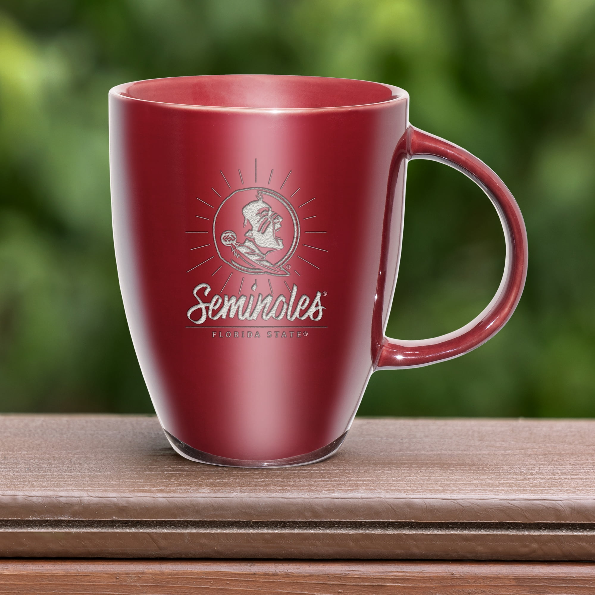 FLORIDA STATE SUNBURST 18OZ LASER ENGRAVED CERAMIC LUSTRE MUG - MAROON