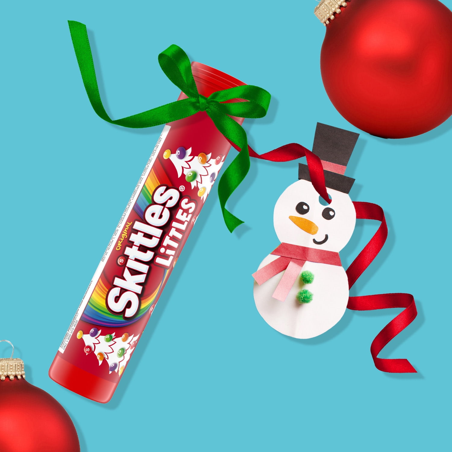 (2 pack) Skittles Littles Original Chewy Christmas Candy Minis, 1.9 oz Shelf Stable Plastic Tube