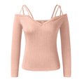 thumbnail image 2 of Aayomet Casual Tops For Women Women's Cold Shoulder Tops Long Sleeve Twist Knot Top Casual Tunic Blouse T-Shirts,Pink L, 2 of 4