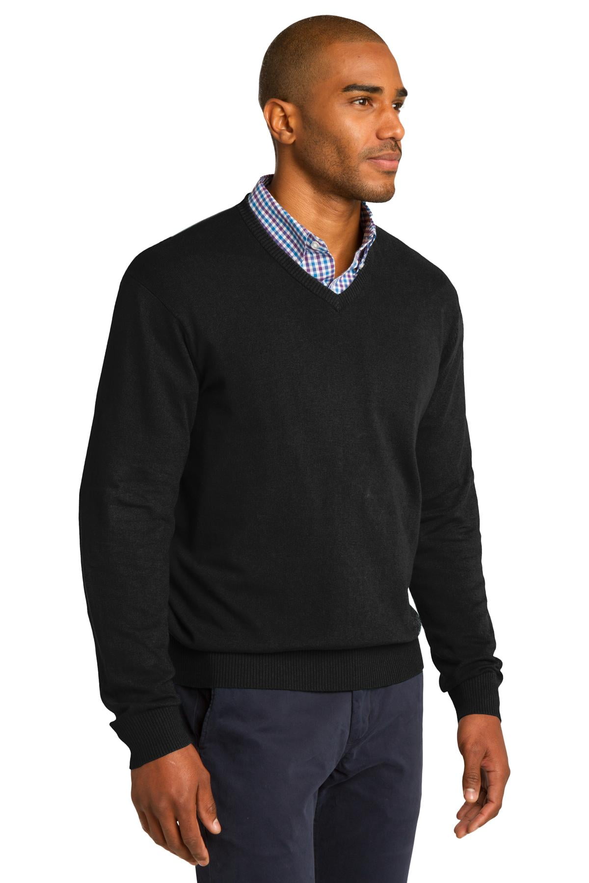 Port Authority V Neck Sweater XL Charcoal Heather Walmart