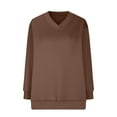 thumbnail image 3 of hxobax Women Oversized V Neck Sweatshirt Fleece Long Sleeve Pullover Hoodie Comfy Top Preppy Clothes, 3 of 6