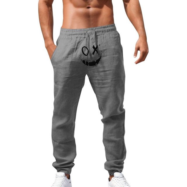 Zszcpp Men'S Casual Pants Cropped Simple Style Long Suitable Cartoon Print Daily Life Lounge Trousers Casual Trouser