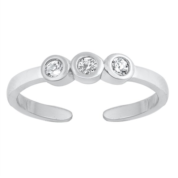 Sterling Silver Wholesale Clear CZ Toe Ring High Polish Adjustable Midi Band 925 Jewelry Female