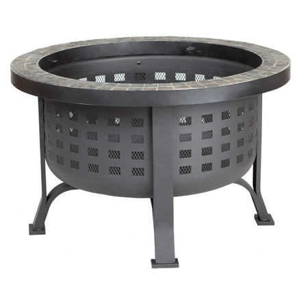 Fire Sense - Alpina Round Slate Top Fire Pit - Black