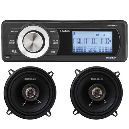Waterproof Harley Bike Radio BT MP-5BT-H W/ Pair of Coax Speakers 5.25" 440W