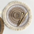 thumbnail image 3 of Boho Style Round Woven Placemats with Fringe Dining Mat Tassel Table Mat Cotton White Tassel B, 3 of 8
