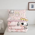 thumbnail image 5 of Homewish Lovely Cat Animals Full Size Comforter Sets,Cute Floral Bowknot Bedding Comforter Set,Pink,Pink Reversible,3 Pieces,1 Comforter and 2 Pillowcases, 5 of 7