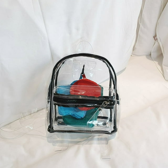 Fashion Lady Transparent Jelly Candy Color Built-In Wallet Backpack 4 Piece Set