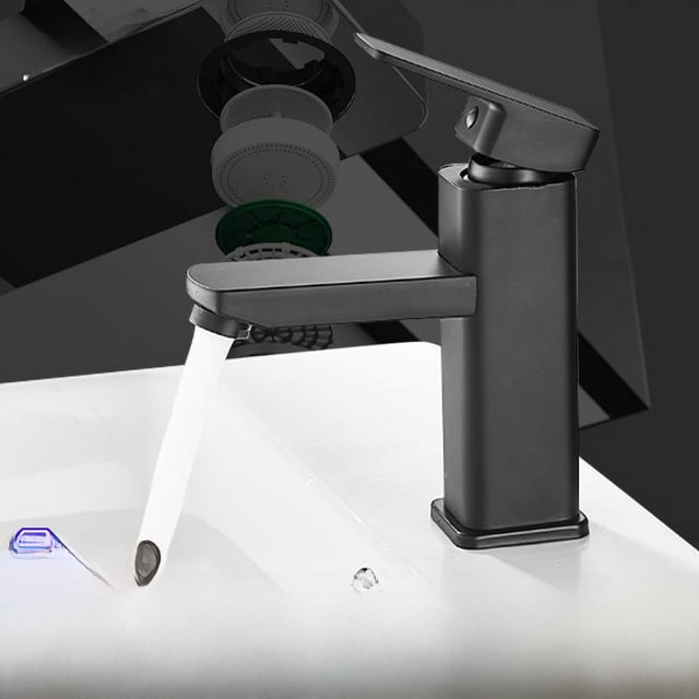 Grifo gris Life Gun, grifo de baño con agua fría y caliente, grifo de lavado doméstico