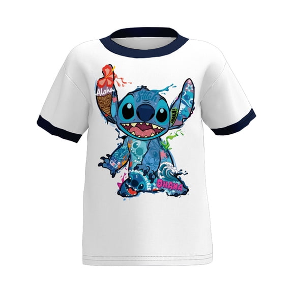 Disney Stitch Collage Toddler Ringer Tee Shirt, 2T-4T (Boy's)