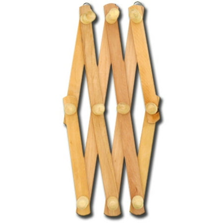 - Lot Of 3 - Home-Aide Expandable Hook Wood Wall Peg Rack - Wooden Expanding Accordian Style