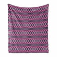 thumbnail image 1 of Ethnic Soft Flannel Fleece Throw Blanket, Geometric Pattern Traditional Style Chevron Zigzags Pink Tone Stripes and Diamond, Cozy Plush for Indoor and Outdoor Use, 70" x 90", Multicolor, by Ambesonne, 1 of 6
