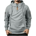 thumbnail image 6 of Stamzod Quarter Zip Pullover Men Long Sleeve Hooded Sweatshirt Solid Color Men's Fashion Hoodies & Sweatshirts Casual Athletic Oversized Hoodie with Pocket Gray L, 6 of 8