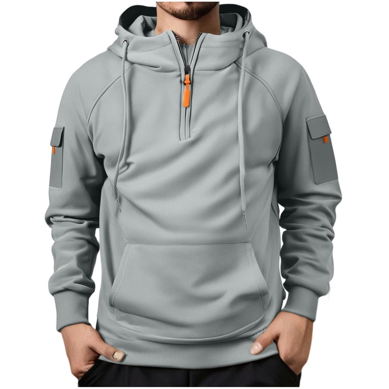 LpwkSSA Men's Zipper Hoodie Casual Arm Pocket Fashionable Elastic