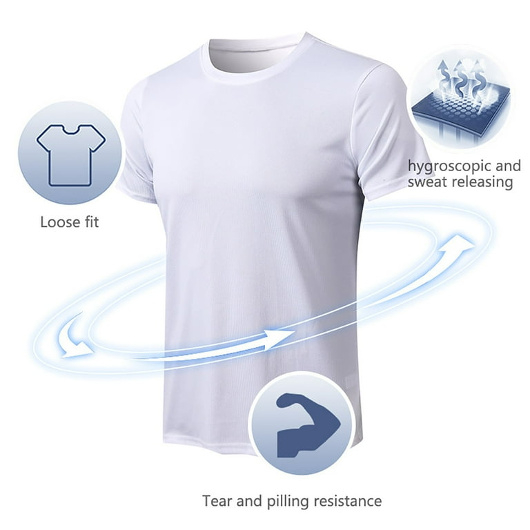 Huk Fishing Shirts For Men White T Shirts for Men Men Fitness Sports O-neck  Stretch Quick-drying Top Short-sleeved Tight T-shirt Cotton tshirts for