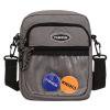 Bolso bandolera informal para hombre y mujer con bolsillo con insignia transparente, Bolso cruzado liso de nailon