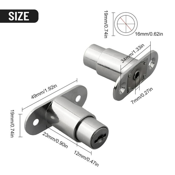 Home Sliding Door Closet Showcase Furniture Cylinder Head Plunger Lock With Keys