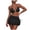 Black, variant on GEWSEY Women's 3 Piece Halter Bikini Set Tie Dye Knot Side Swimsuit with Ruffle Beach Skirt (Black, L)