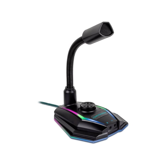 Micrófono Gaming Vortred con RGB, 1.5m, USB. Color Negro. Vortred V-930419