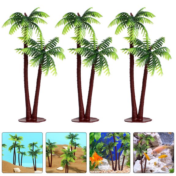 HEMOTON  40 Pcs Mini Artificial Coconuts Tree Miniature Trees Topiary Plant Decor Green