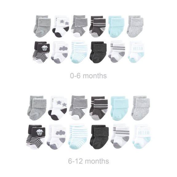 Hudson Baby Unisex Baby Grow with Me Cotton Terry Socks, Sheep, 0-6 and 6-12 Months