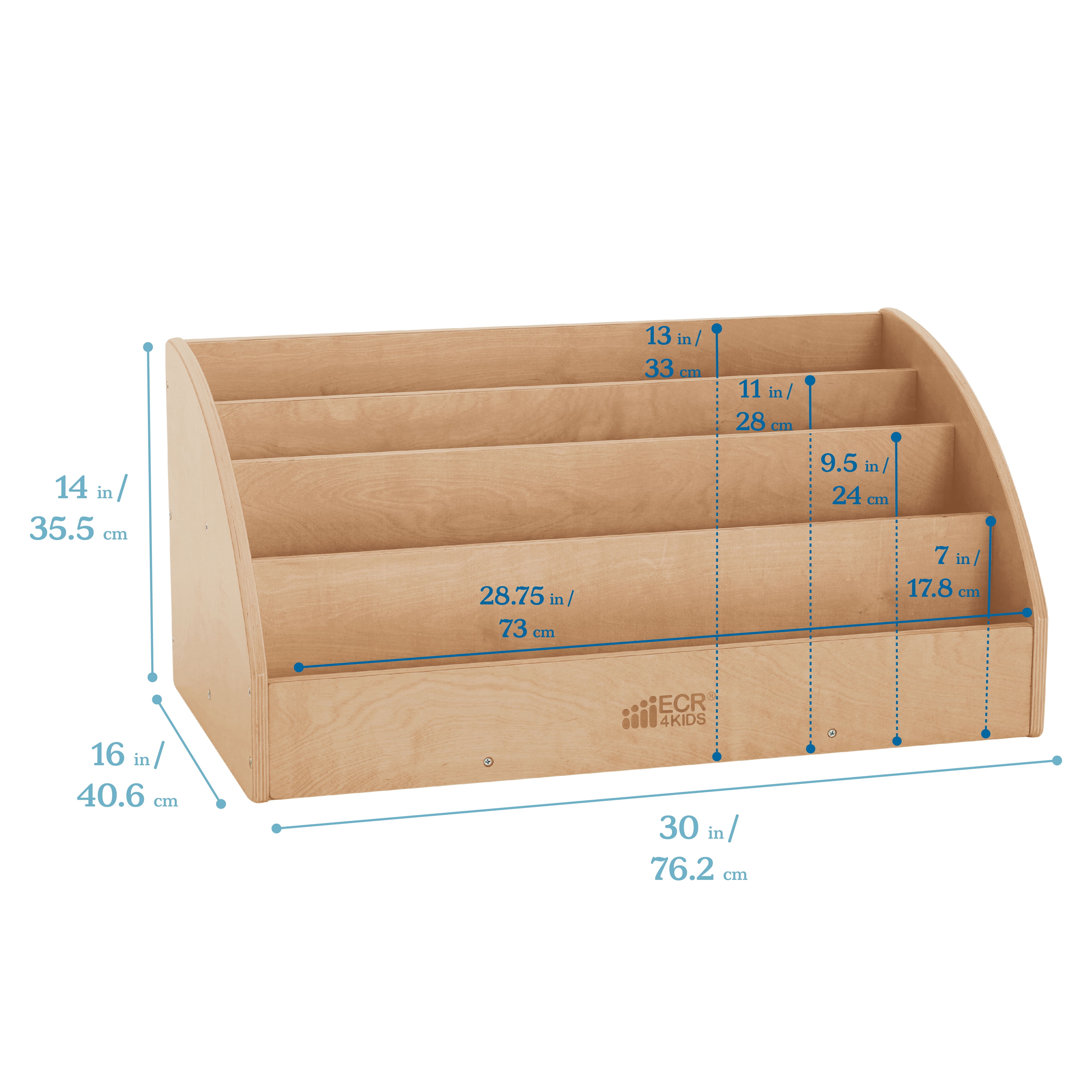 ECR4Kids Wooden Forward-Facing Toddler Book Display, Beginner Bookshelf, Natural