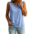 thumbnail image 2 of Dwellite Women Tank Tops with Built in Bra Summer Sleeveless Wide Strap Basic Sleepwear Workout Yoga Camisole Top Light Blue L, 2 of 9