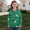 thumbnail image 5 of COEQINE Loose Fit Sweatshirt for Girls, Quarter Zip Pullover Long Sleeve with Collar, Soft Polyester Pullover Tops Machine Washable for 9-10 Kids, Christmas Tree Dachshund Green, 5 of 7
