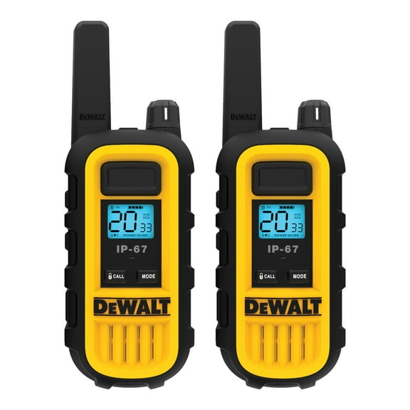 DEWALT Heavy-Duty 1-Watt FRS Walkie-Talkie Pair, Yellow and Black, DXFRS300, DXFRS300