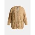 thumbnail image 5 of Terra & Sky Women's Plus Chenille Crochet Cardigan Sweater, Midweight, Sizes 0X-5X, 5 of 5
