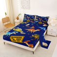thumbnail image 2 of Homewish Wild Dino Bed Sheets,Danger Area Keep Out Print Full Size Sheets,Navy,4pcs,1 Flat Sheet, 1 Fitted Sheet and 2 Pillowcases, 2 of 6