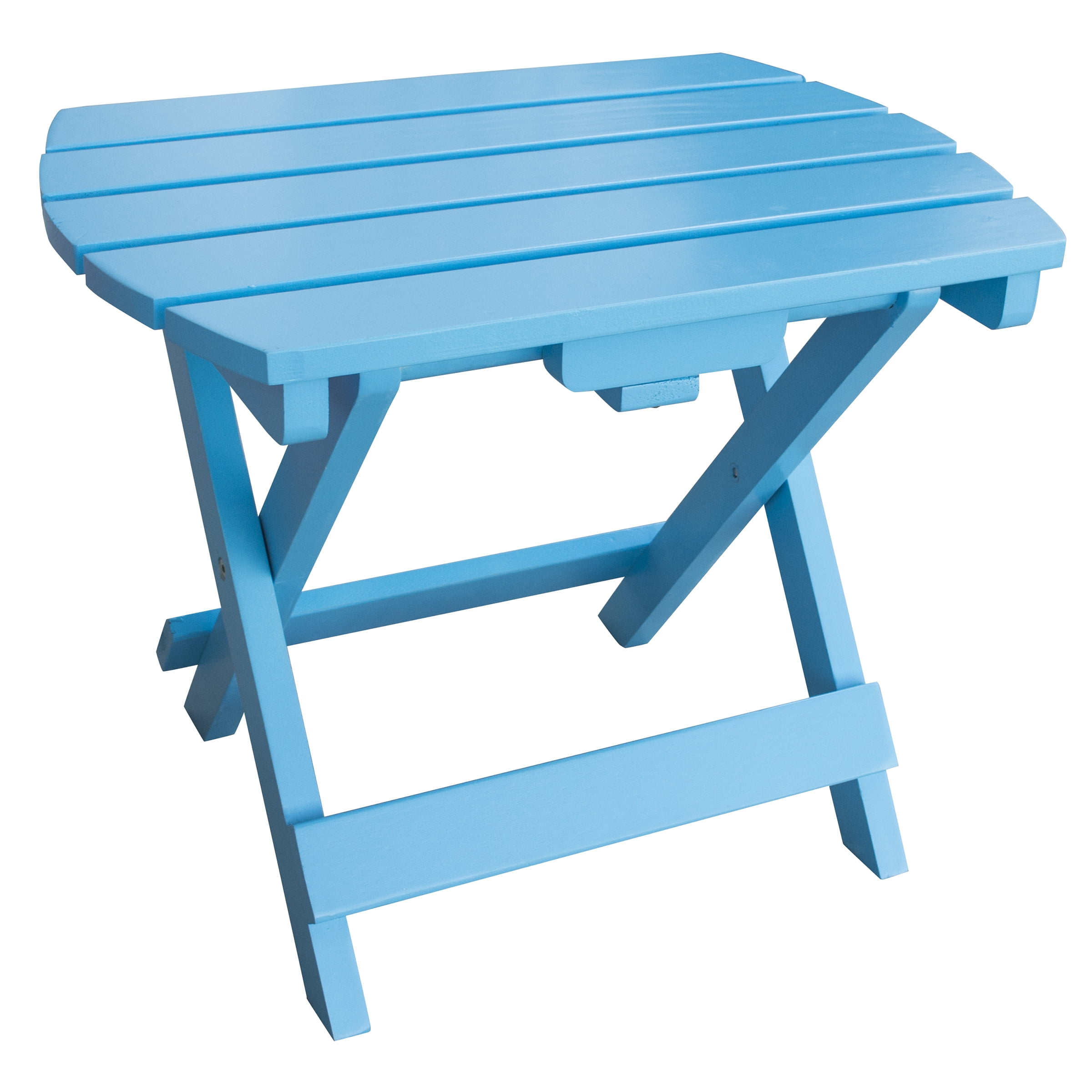 AmeriHome Solid Wood Adirondack Folding Side Table with Painted Finish Aruba Blue by Buffalo Corp