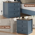 thumbnail image 2 of PLAMLE End Table for Living Room with 3 Drawers Storage Retro End Table Table with Charging Station Wooden Nightstand side End Table for Bedroom, 2 of 7