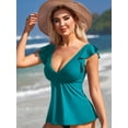 thumbnail image 4 of Charmo Ruffled V Neck Swim Tops for Womens Flowy Tankini Tops Padded Bathing Suit Tops(No Bottoms）, 4 of 6