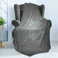 thumbnail image 4 of Grey Soft Flannel Fleece Blanket, Checkered Pattern with Scroll Detail Abstract Victorian Vignette Classic, Cozy Plush for Indoor and Outdoor Use, 60" x 80", Charcoal Grey Pale Grey, by Ambesonne, 4 of 5