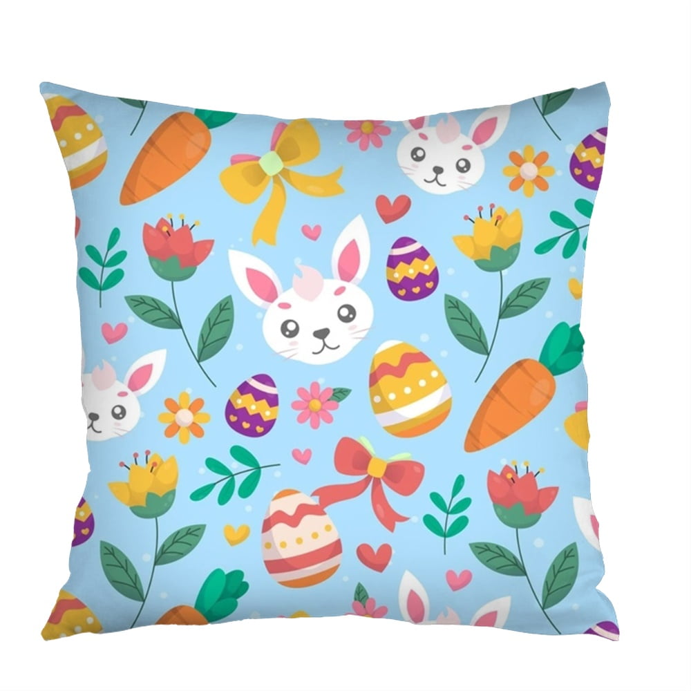 Dicasser Easter Pillow Cover 45*45cm Easter Ribbon Bunny Pillow Covers 1 Pack Easter Pillow Case