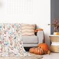 thumbnail image 5 of Fall Fuzzy Flannel Blanket 60 x 50 Inch Blue Orange Autumn Leaves Throw Blanket Watercolor Rustic Blanket for Thanksgiving Home Chair Sofa Couch Bed, 5 of 6